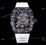 KV Factory Richard Mille RM 12-01 Tourbillon Limited Edition Watch NTPT Carbon White Rubber Strap